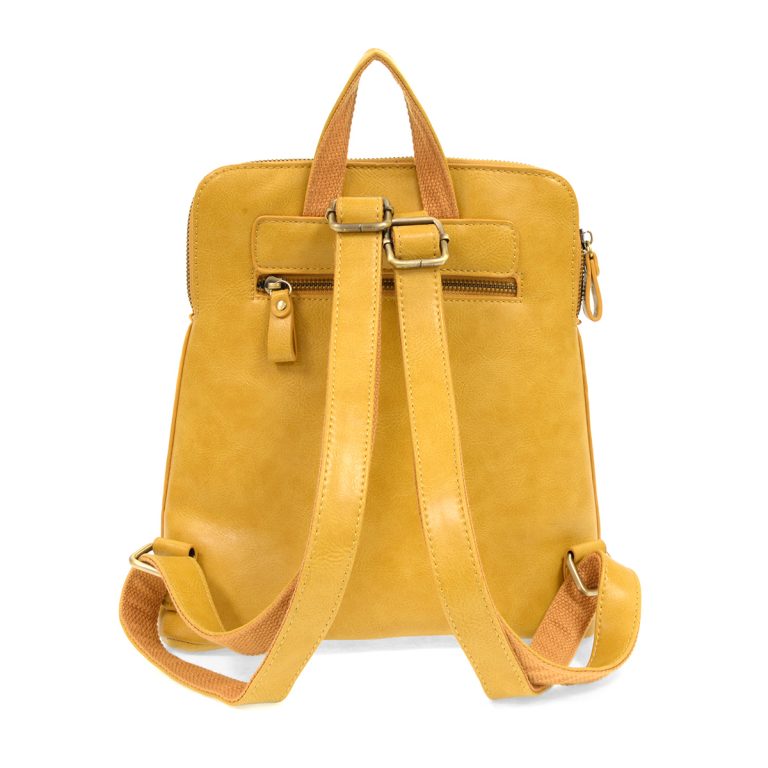 Vegan Leather Dijon Yellow Mini Julia Backpack Back View