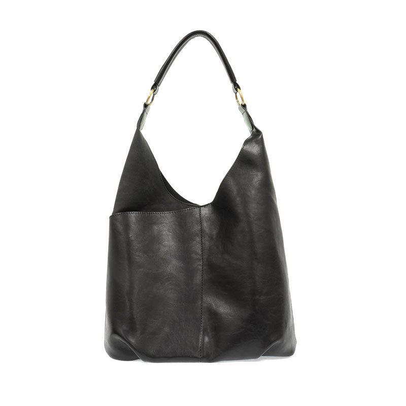 Black Vegan Leather Dani Vintage Hobo Bag