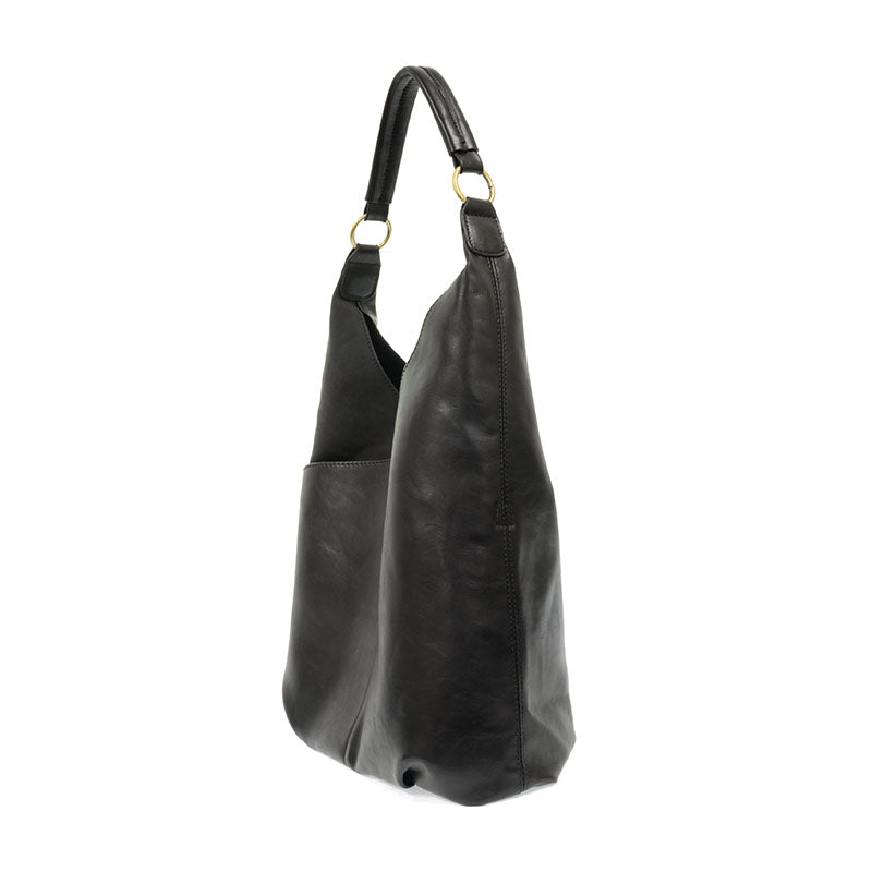 Black Vegan Leather Dani Vintage Hobo Bag