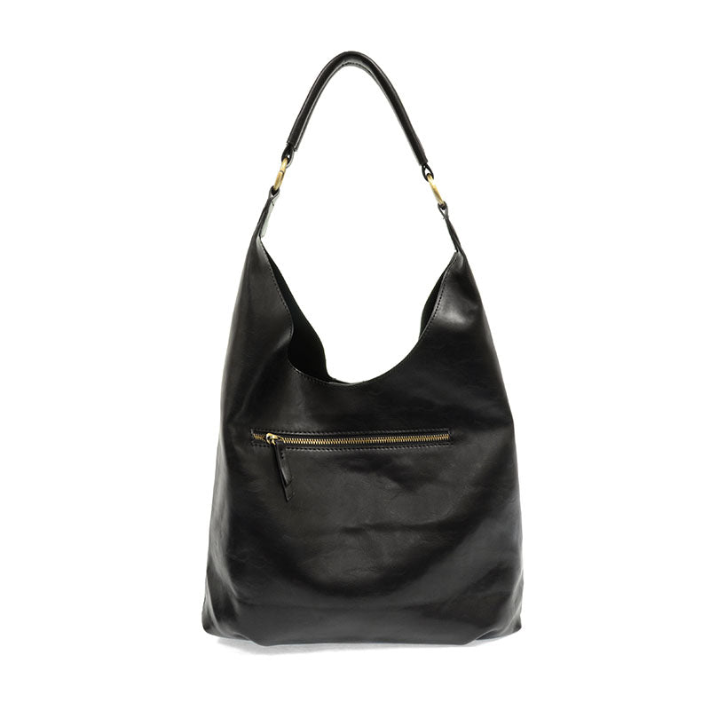 Black Vegan Leather Dani Vintage Hobo Bag
