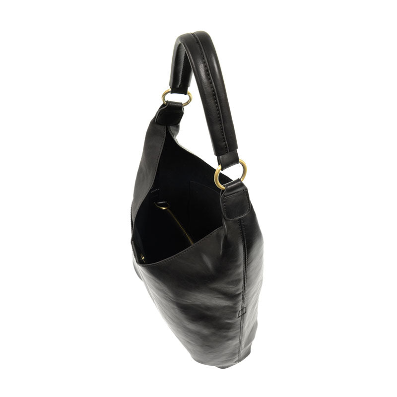 Black Vegan Leather Dani Vintage Hobo Bag