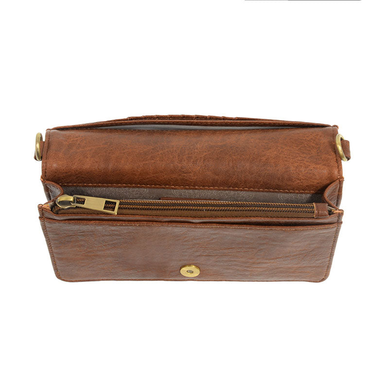 Saddle Vegan Leather Mini Foldover Billie Crossbody Interior Zip Pocket