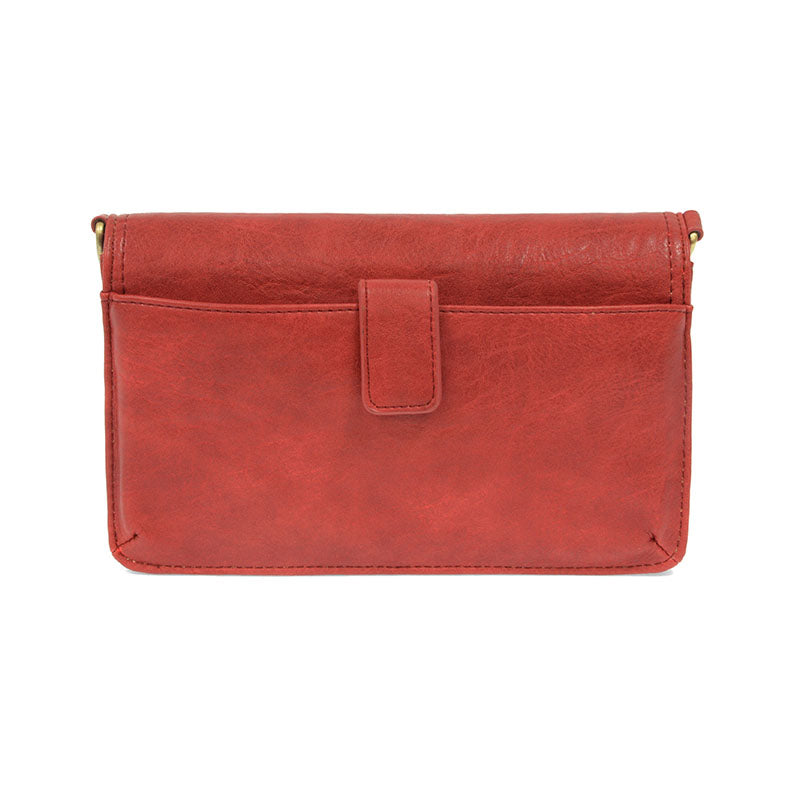 Scarlet Vegan Leather Mini Foldover Billie Crossbody Back View Phone Pocket