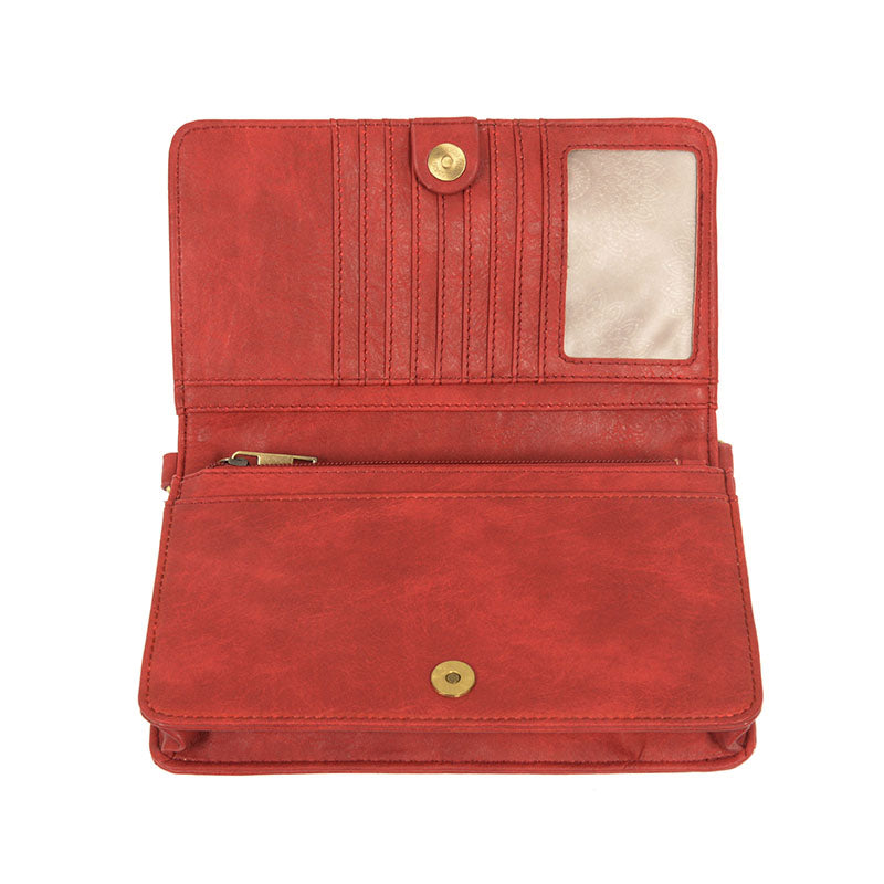 Scarlet Vegan Leather Mini Foldover Billie Crossbody Interior View Organizer