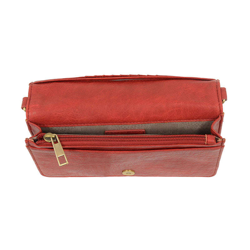 Scarlet Vegan Leather Mini Foldover Billie Crossbody Interior Zip Pocket