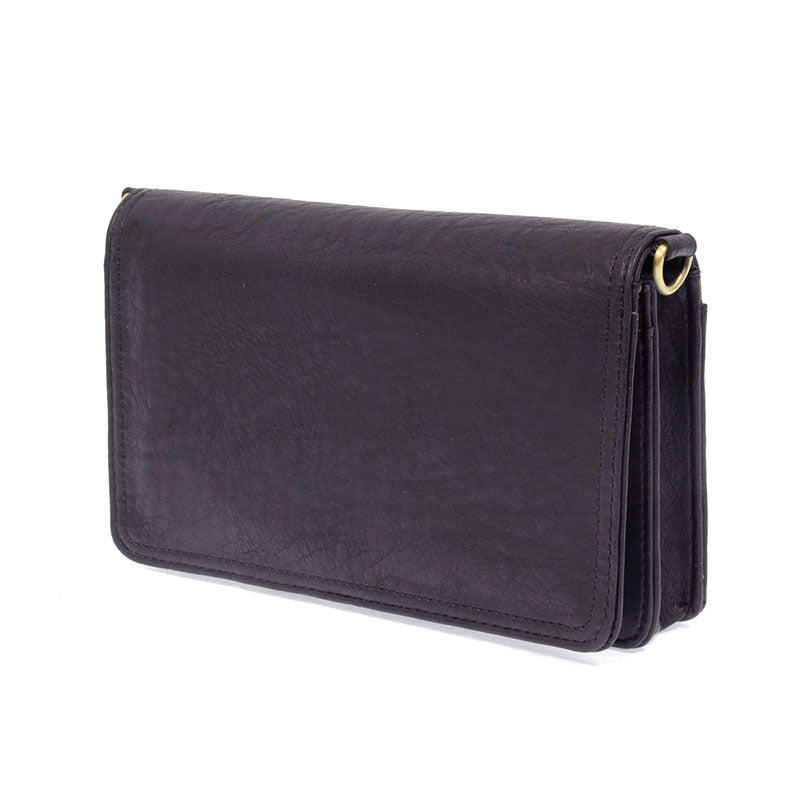 Dark Navy Vegan Leather Mini Foldover Billie Crossbody Side View