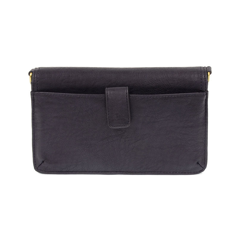Dark Navy Vegan Leather Mini Foldover Billie Crossbody Back View Phone Pocket