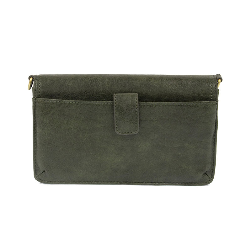 Dark Jade Vegan Leather Mini Foldover Billie Crossbody Back View Phone Pocket
