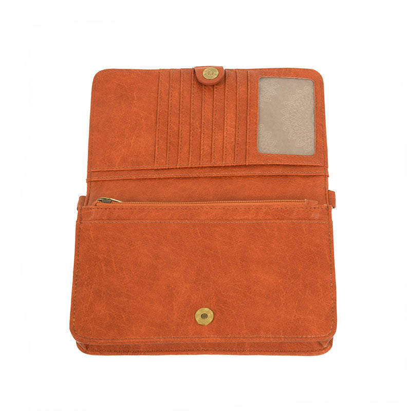 Pumpkin Vegan Leather Mini Foldover Billie Crossbody Interior View Organizer