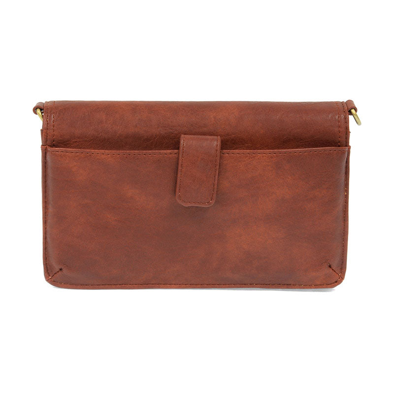 CinnamonVegan Leather Mini Foldover Billie Crossbody Back View Phone Pocket