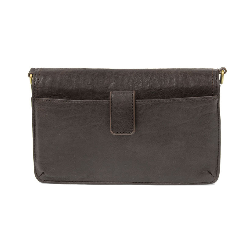 Espresso Vegan Leather Mini Foldover Billie Crossbody Back View Phone Pocket