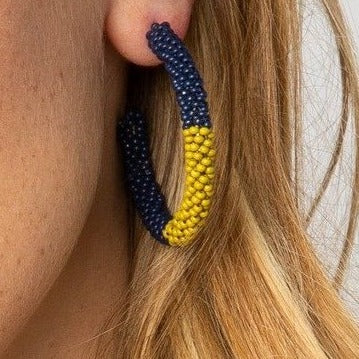 Navy Citron Color Block Small Hoops