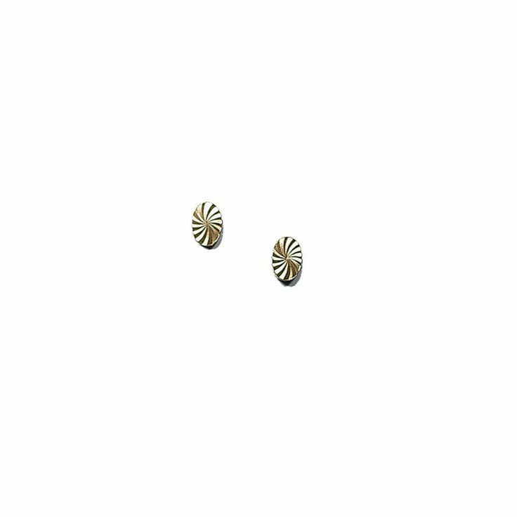 Tiny Oval Starburst Studs - Gold