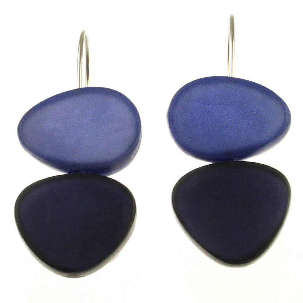 River Blue - Two Tone Pebble Dangle Earrings