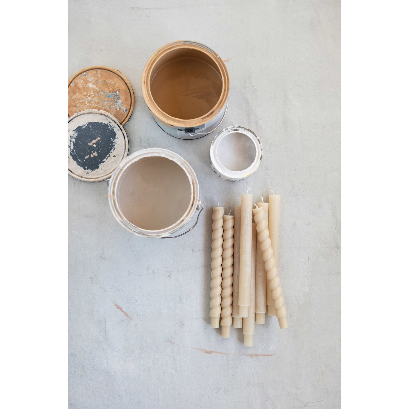 Powdered Taper Candles : Cream