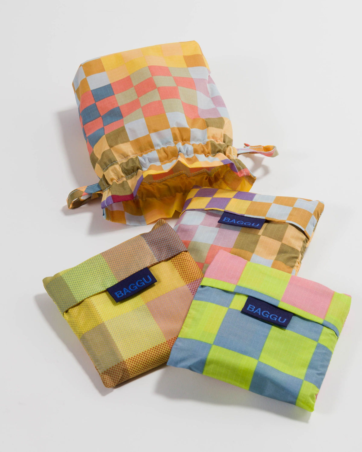 Standard Baggu Set of 3 : Checks-on-Checks - Hello World Modern Mercantile