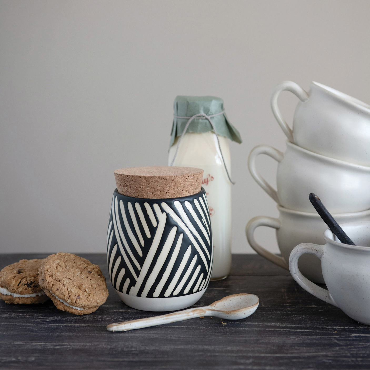Debossed Matte Cork Lid Canister