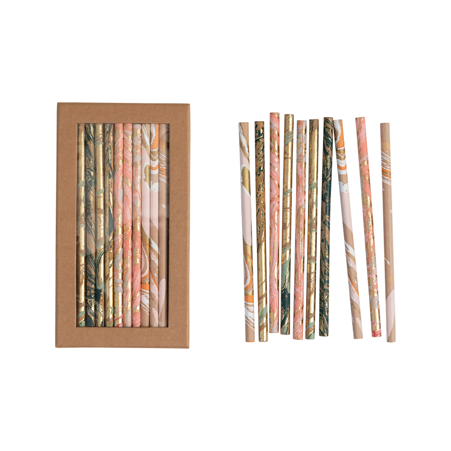 Marbled Handmade Paper Wrapped Pencils