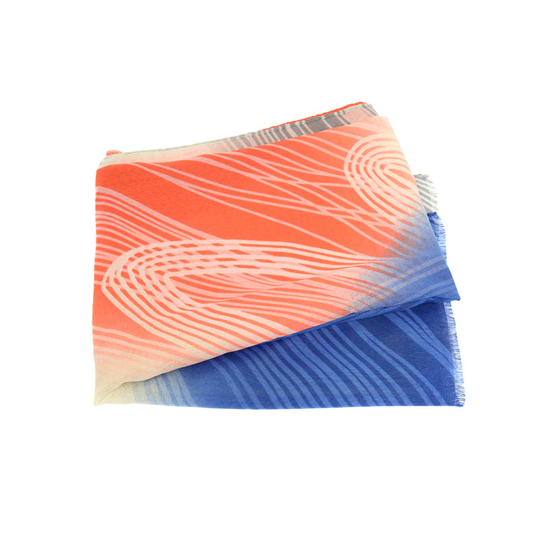 Colorful Abstract Line Long Scarf Blue