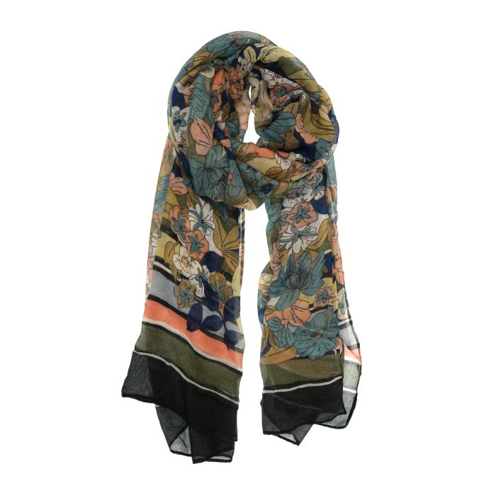 Teal Lily - Floral Lightweight Scarf