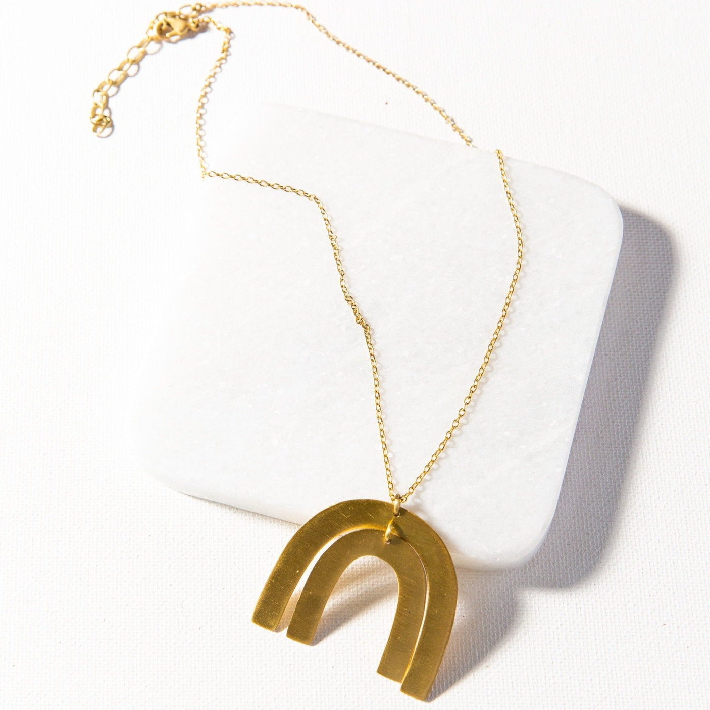 Matte Brass Rainbow Necklace