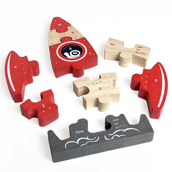 Multilingual Numbers Wooden Space Ship Puzzle