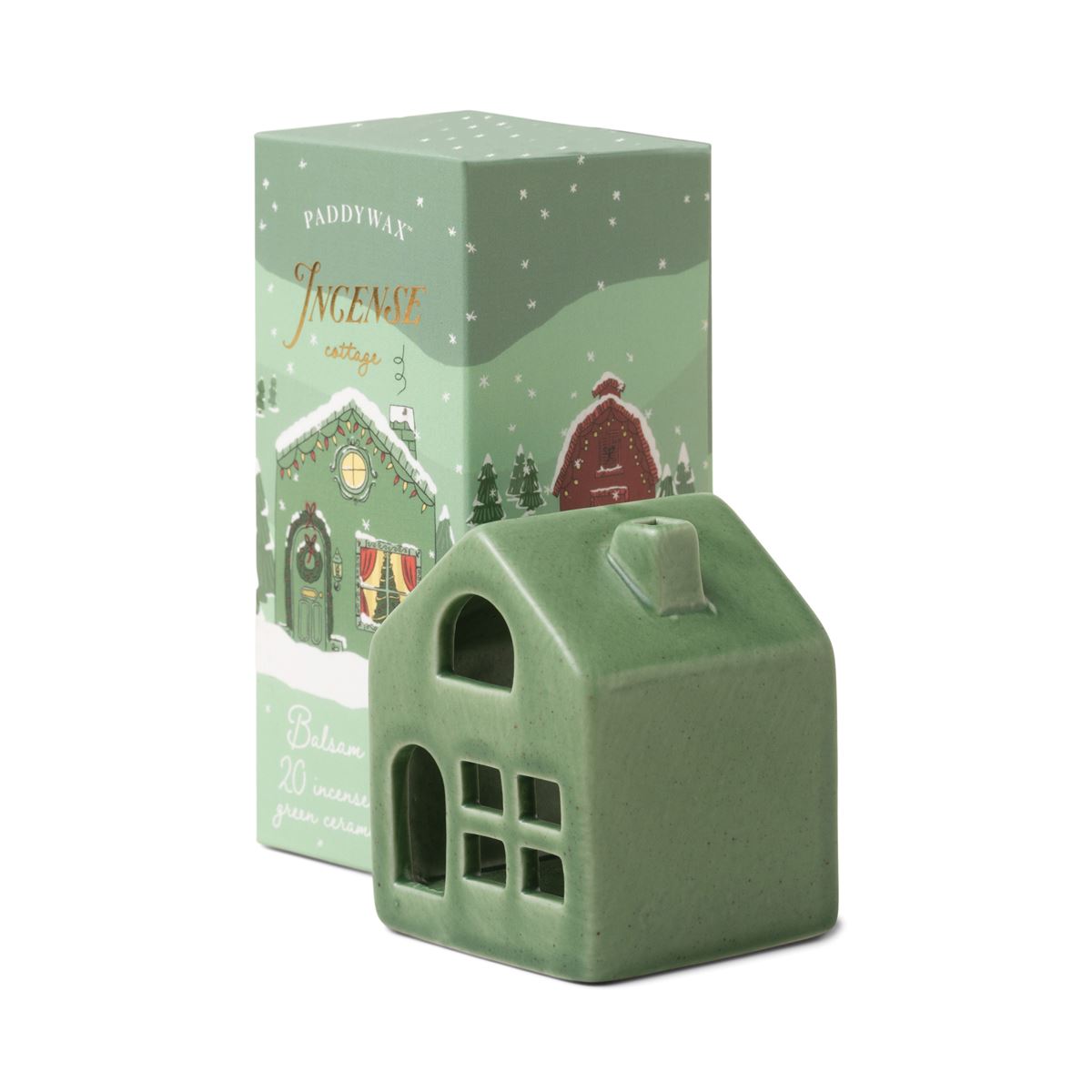 Paddywax Holiday Town Incense Cone Holder - Cottage box of incense sticks