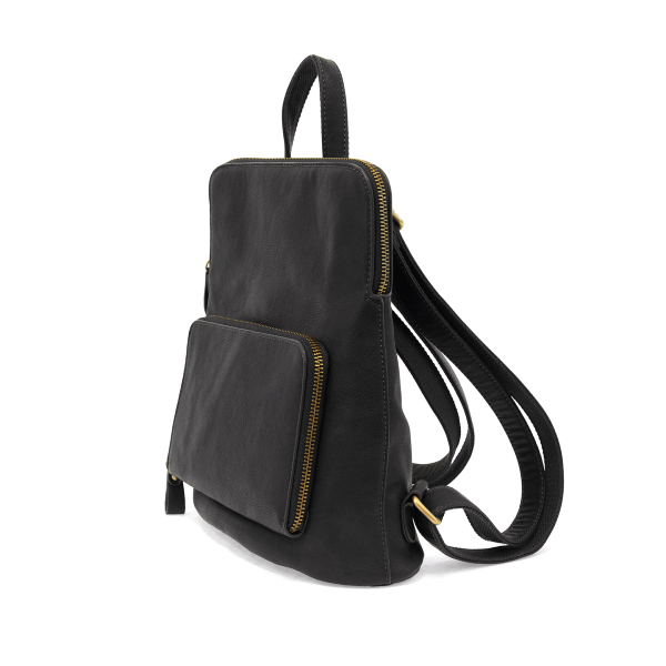 Vegan Leather Black Mini Julia Backpack Side View
