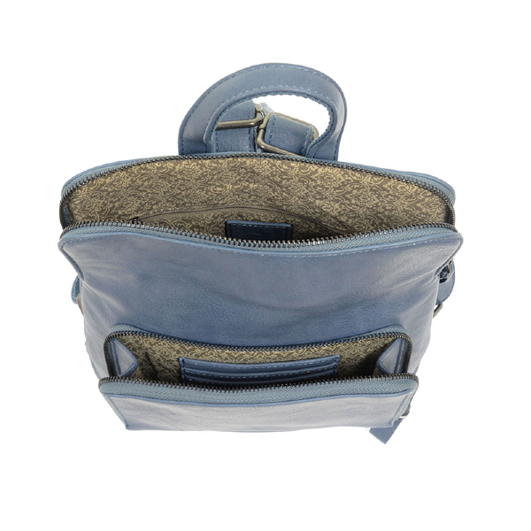Vegan Leather Cerulean Blue Mini Julia Backpack Inside Lining View