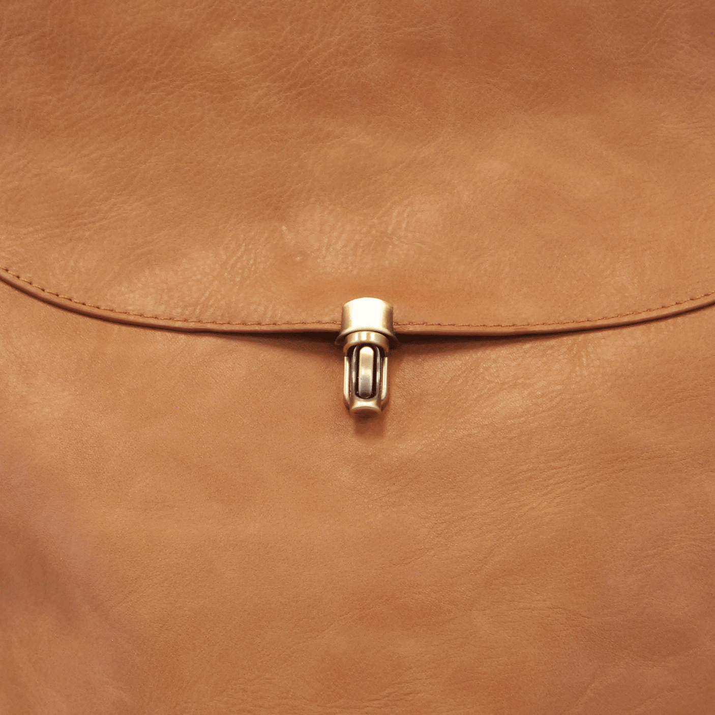 Camel Brown Vegan Leather Colette Backpack Brass Plated Closure