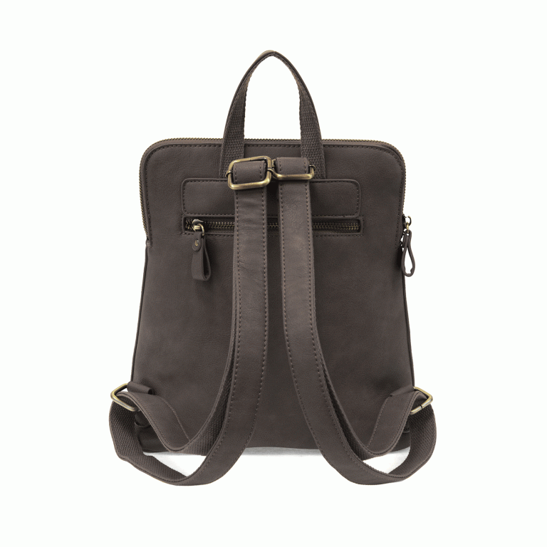Vegan Leather Charcoal Grey Mini Julia Backpack Back View