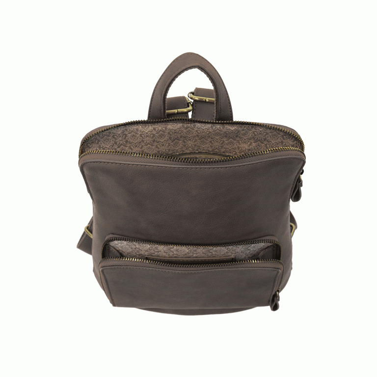 Vegan Leather Charcoal Grey Mini Julia Backpack Inside Lining View