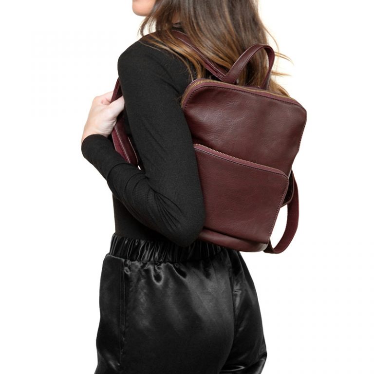 Wine - Vegan Leather Mini Julia Backpack