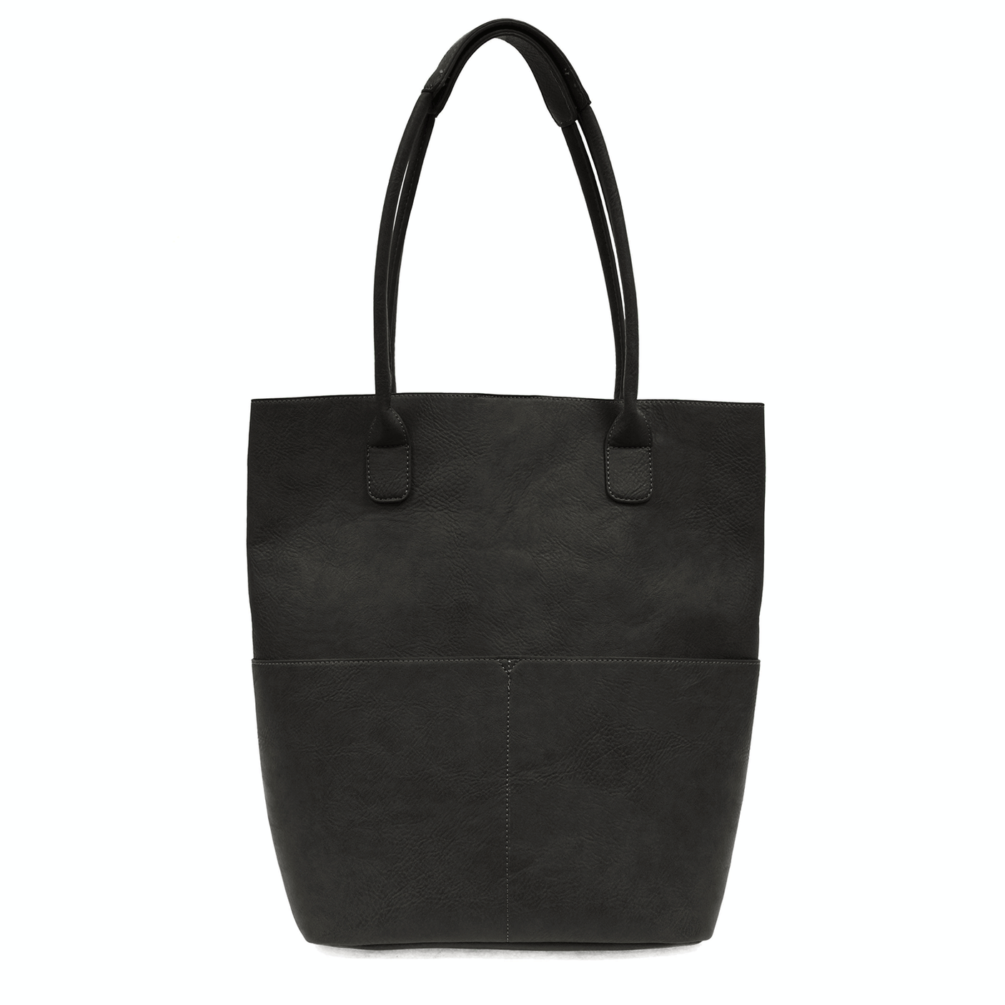 Black Vegan Leather Front Pocket Kelly Tote