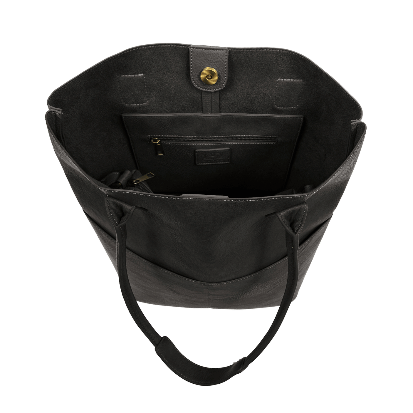 Black Vegan Leather Front Pocket Kelly Tote