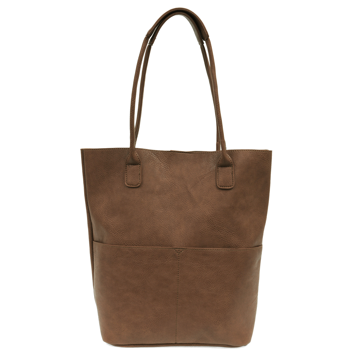 Brown Vegan Leather Front Pocket Kelly Tote