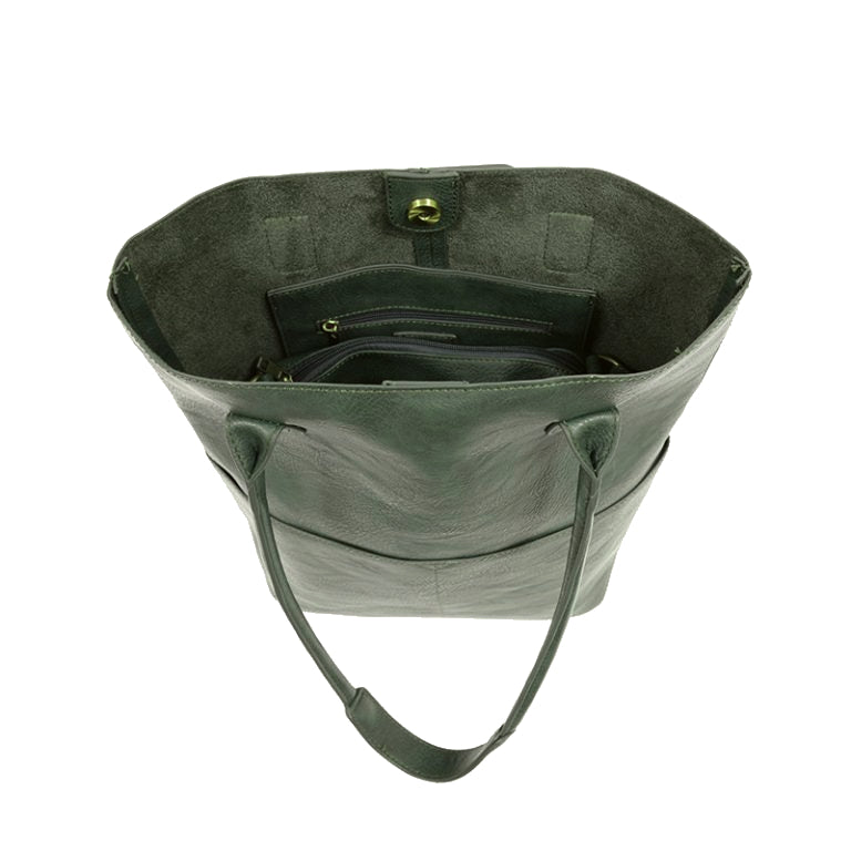 Evergreen Vegan Leather Front Pocket Kelly Tote