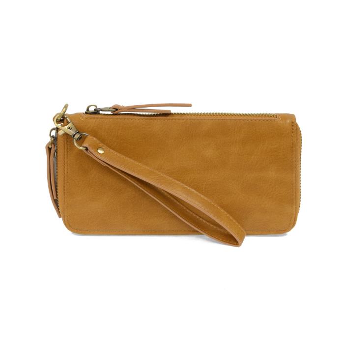 Almond Brown Vegan Leather Chloe Zip Around Wallet Wristlet