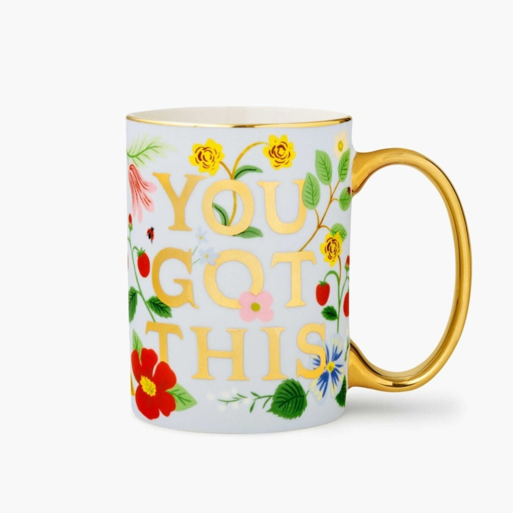 You Got This Gold Foil and Floral Illustrations Mug by Rifle Paper Company