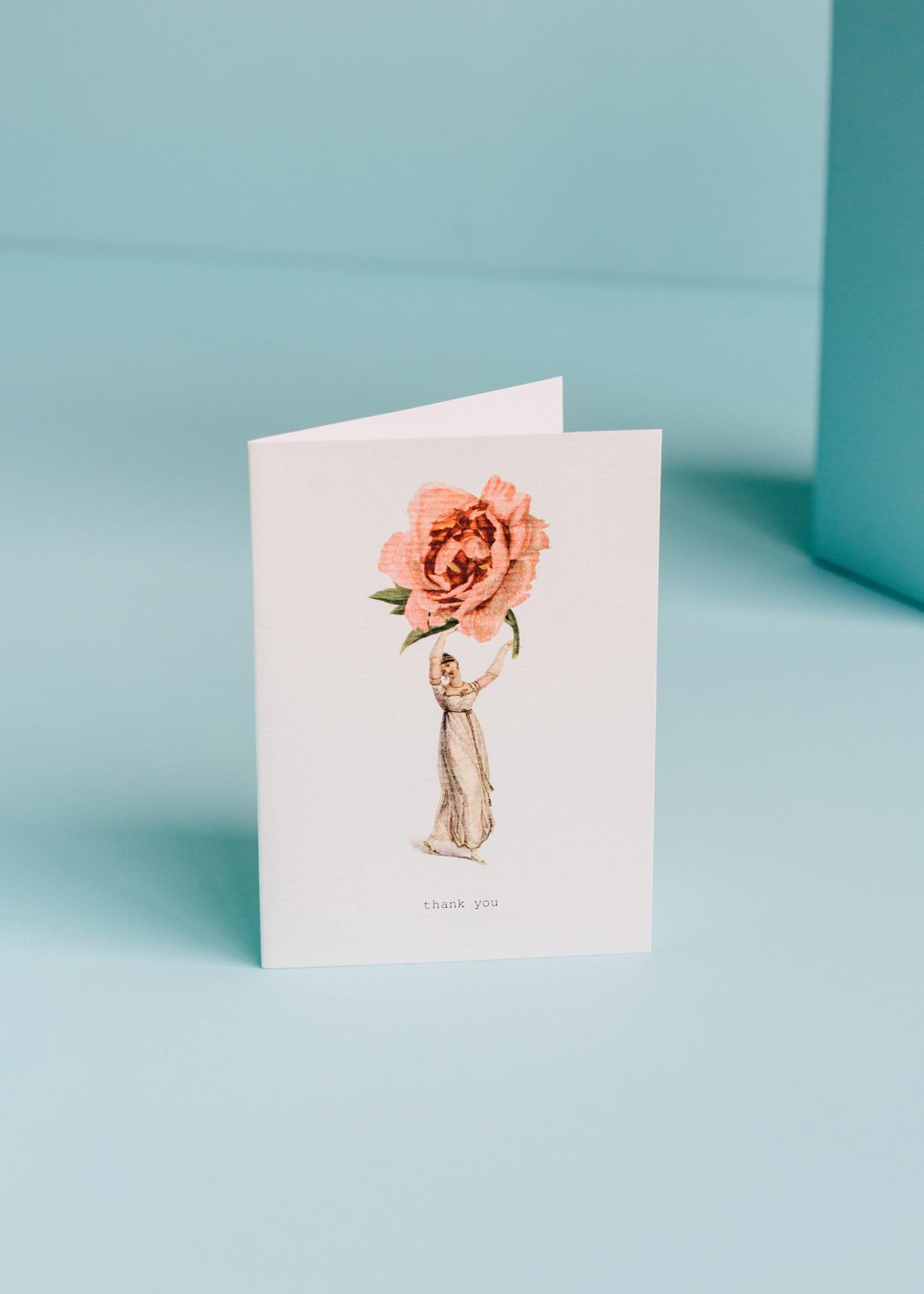 Thank You (Woman And Rose) Greeting Card