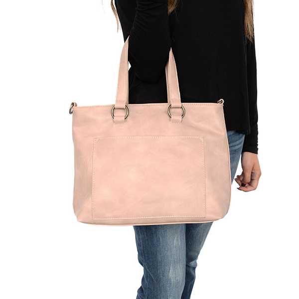 Vegan Leather Medium Nancy Tote - Light Pink - Hello World Modern Mercantile