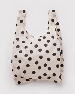 Standard Baggu Reusable Shopping Bag - Black and Cream Polka Dot