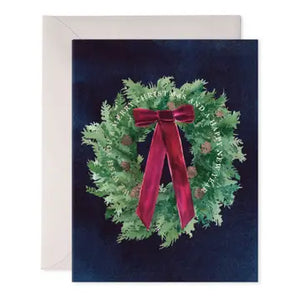 We Wish You A Merry Christmas Watercolor Wreath Greeting Card