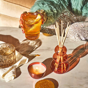 50% Off Final Sale - Memories of Brandied Pear Amber Glass Bubble Christmas Reed Diffuser