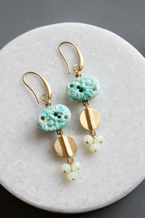 Turquoise Glass Garden Cluster Earrings