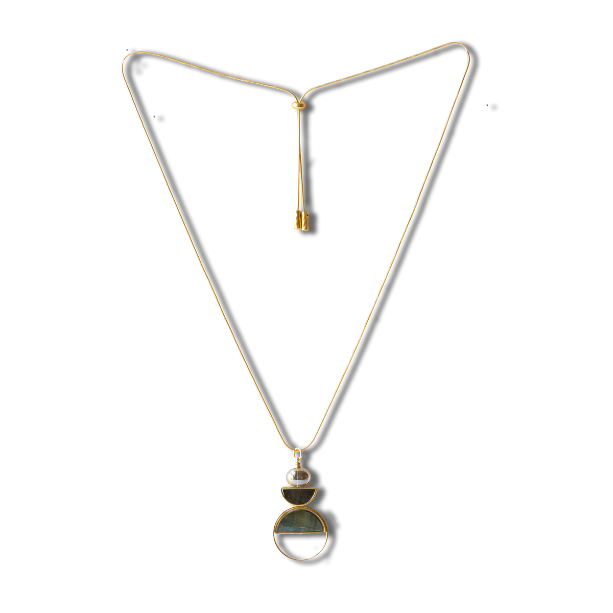 Plumb Point Geometric Pendant Necklace - Gold/Topaz