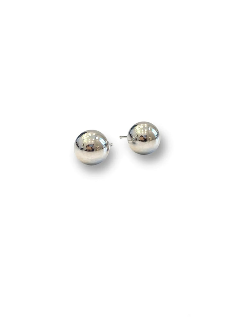 14K White Gold Lily Ball Stud Earrings - 10mm
