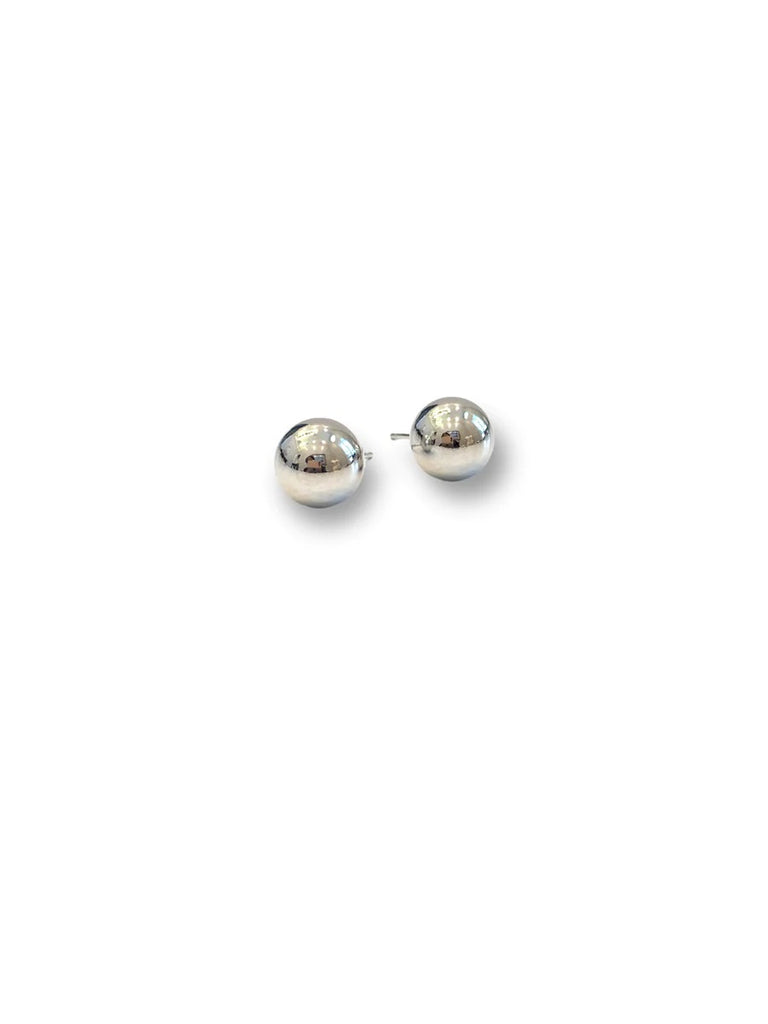 14K White Gold Lily Ball Stud Earrings - 8mm