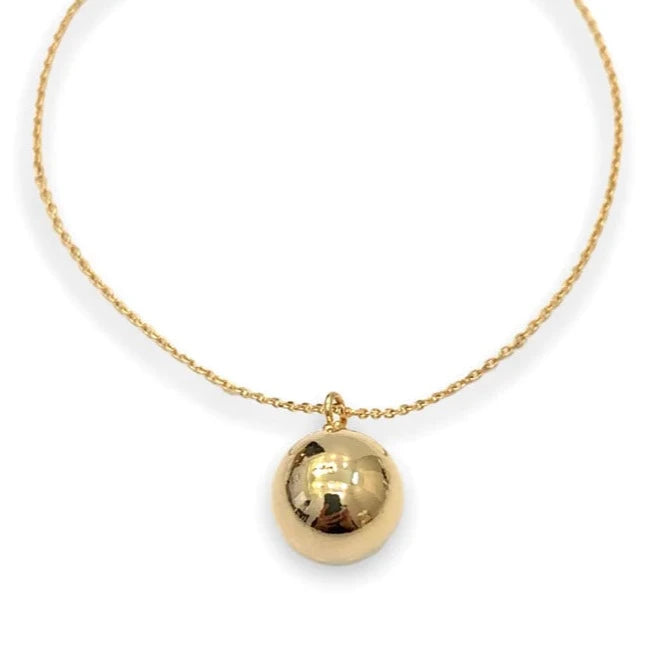 14K Yellow Gold Ball Solitaire Bead Emma Necklace - 12mm