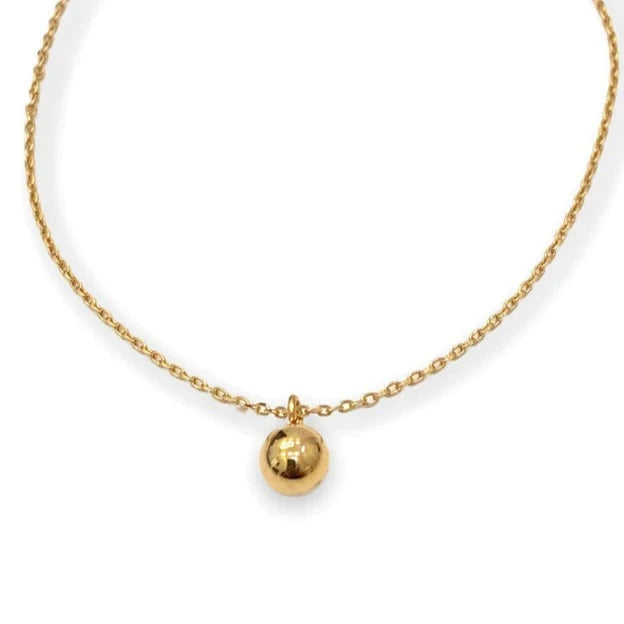 14K Yellow Gold Ball Solitaire Bead Emma Necklace - 6mm